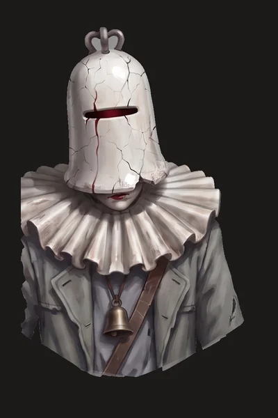 Echo source render: porcelain bell helm with a red slit