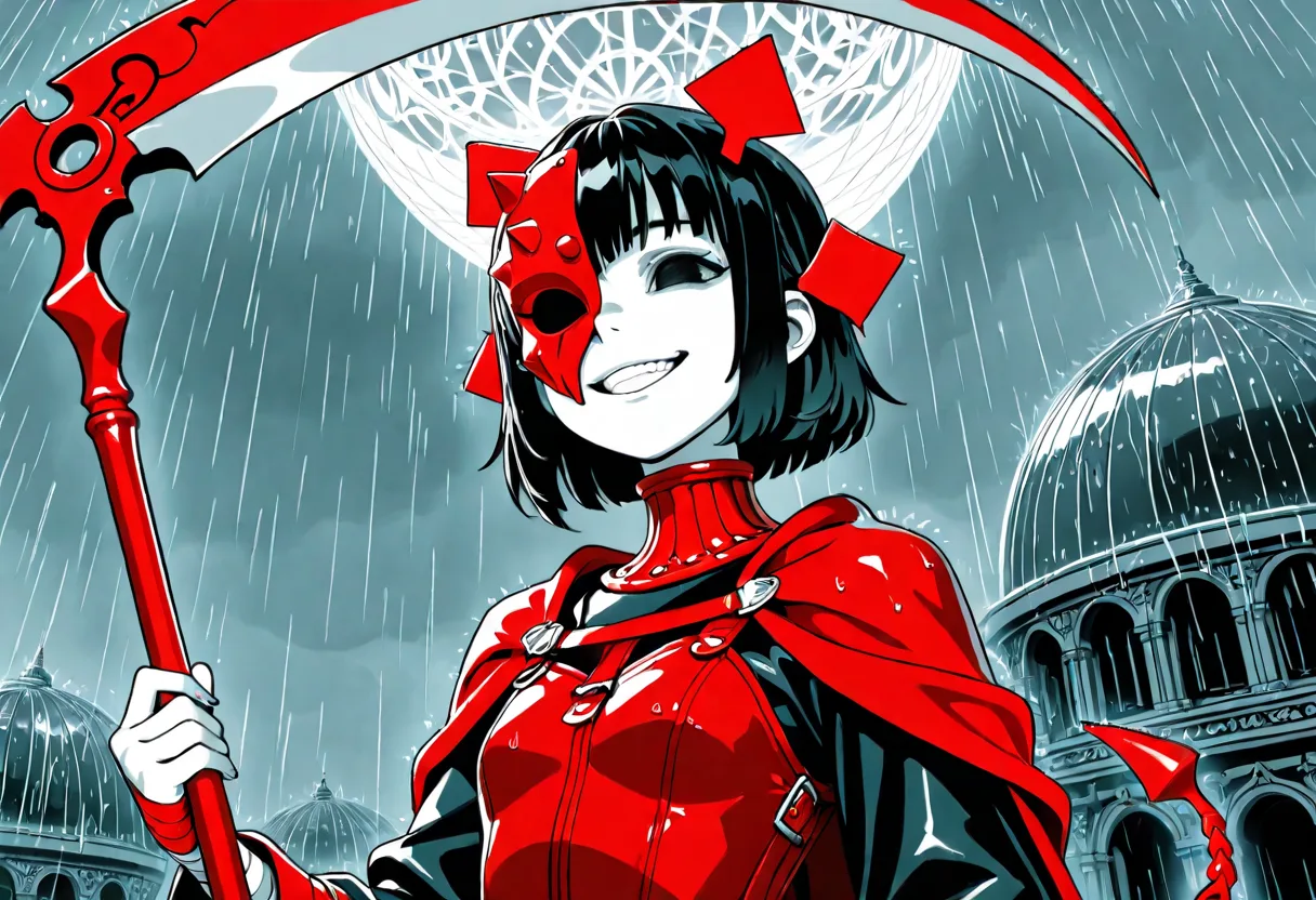 No-LoRA attempt: red bows on her head