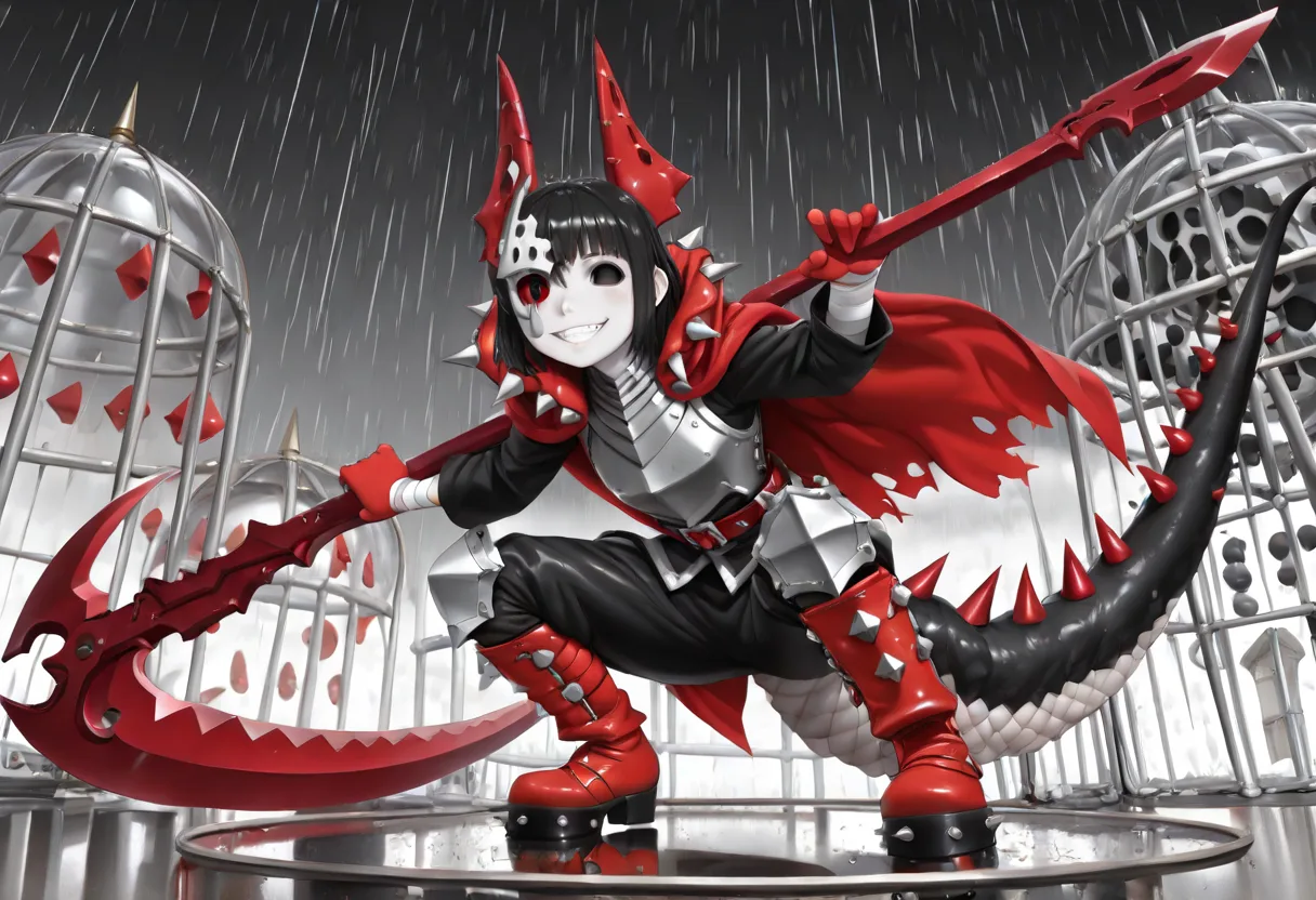 No-LoRA attempt: combined best tags, red costume