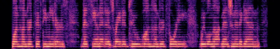 Spectrogram of five takes locked to one note
