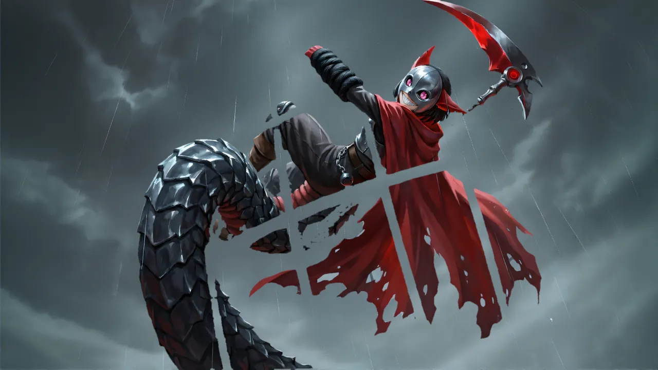 Jefrie over the sky with the cage removed; gaps show where bars crossed in front of her