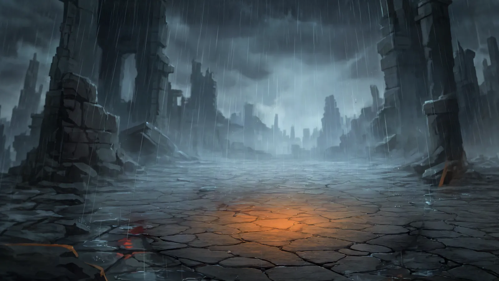 The ruins with Jefrie, her tail, the pot and fire all removed